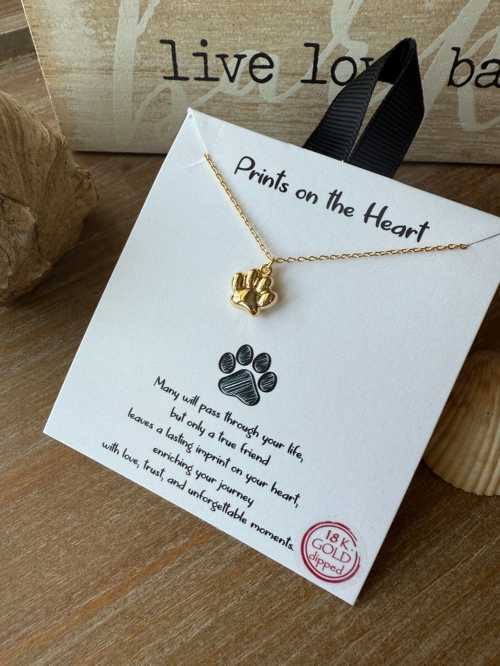 Gold Paw Pendant Necklace - Paw Print Charm - Picture 8 of 12